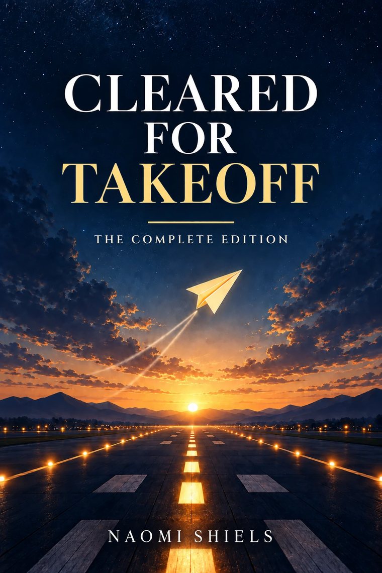 Cleared For Takeoff: The Complete Edition book cover: a glowing runway under a starry night sky